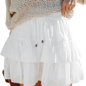 flowy shorts for women boho ruffled tiered skorts casual high waist mini skirts tennis golf comfy shorts