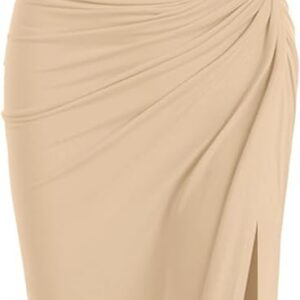 womens 2 pieces skirt with crop tank high slit twist skirt set bodycon dress for party club nightout cocktail