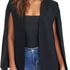 womens cape blazer split sleeve open front casual jacket coat workwear
