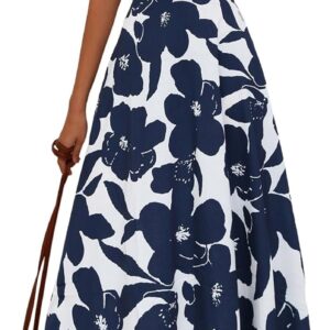 womens short sleeve round neck casual summer flowy maxi spring dresses with pockets
