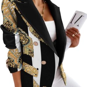 womens casual blazer with front opening long sleeves double breasted design vintage printed plaid slim fit womens blazer