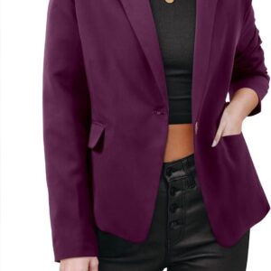 womens casual business fashion blazer work professional buttons suit jacket with pockets