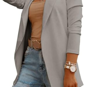 womens casual long sleeve blazers solid color knit blazer work office open front blazer jacket