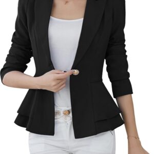 womens one button fashion blazer coat slim fit casual office jacket suit