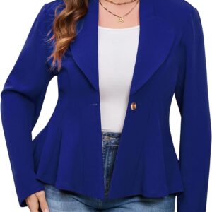womens plus size blazer long sleeve flattering business casual suit jacket for women fashion dressy