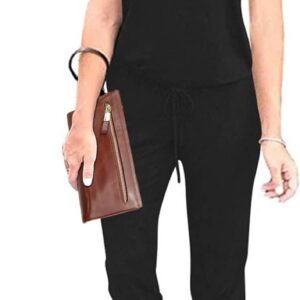womens sleeveless drawstring elastic waist loose jumpsuits
