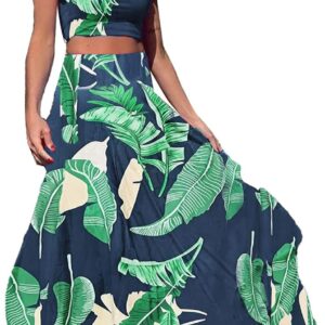 womens summer sexy 2 pieces outfits ruffle floral tank top wrap boho tropical long skirt set clubwear dresses